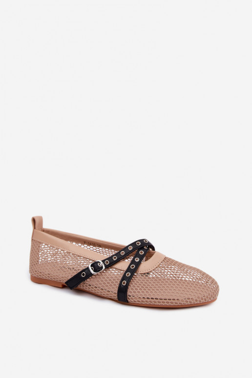 Ballerines en mesh avec brides en couleur sable Salliroe