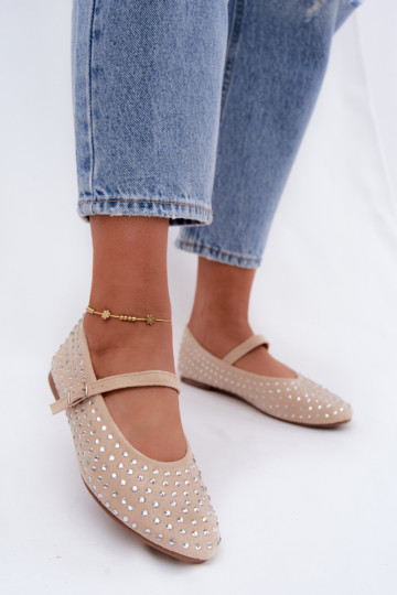 Ballerines décorées couleur sable avec des brides Nerolia