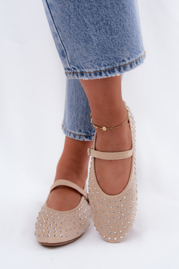 Ballerines décorées couleur sable avec des brides Nerolia 2