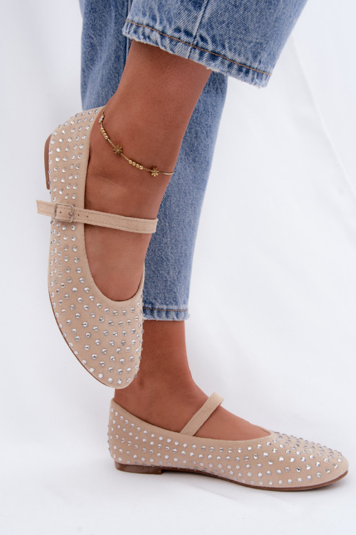 Ballerines décorées couleur sable avec des brides Nerolia