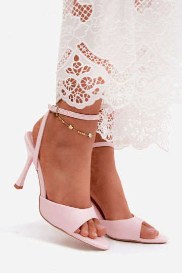 Sandales roses pour femmes à talons fins en cuir synthétique Palmer 2