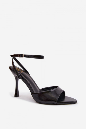 Sandales noires pour femmes à talons fins en cuir synthétique Palmer 2