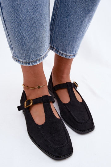 Chaussures noires pour femmes avec des brides en daim synthétique Bonnia