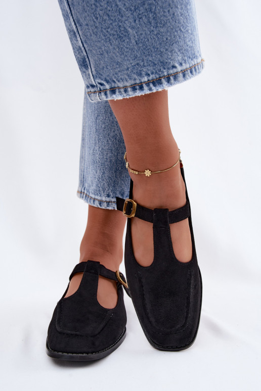 Chaussures noires pour femmes avec des brides en daim synthétique Bonnia