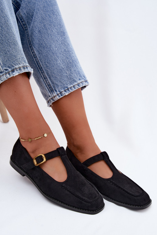 Chaussures noires pour femmes avec des brides en daim synthétique Bonnia