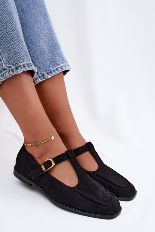 Chaussures noires pour femmes avec des brides en daim synthétique Bonnia