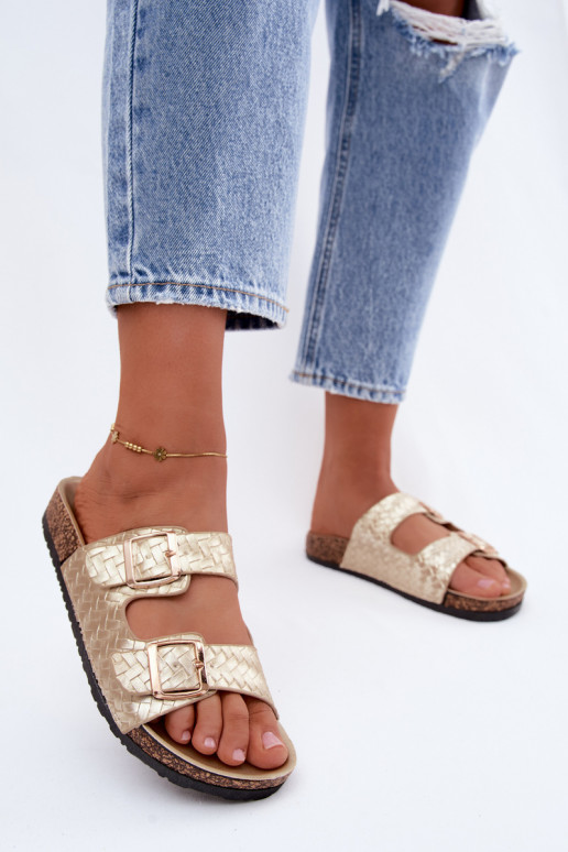 Chaussons dorés pour femmes avec des boucles Verbelle