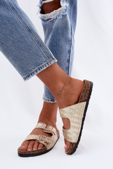 Chaussons dorés pour femmes avec des boucles Verbelle 2
