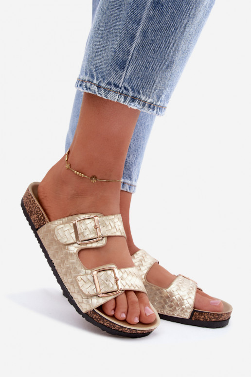 Chaussons dorés pour femmes avec des boucles Verbelle