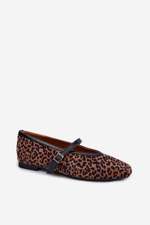 Ballerines avec des brides en daim synthétique à motifs léopard Camoria