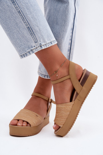 Sandales couleur sable pour femmes avec plateforme