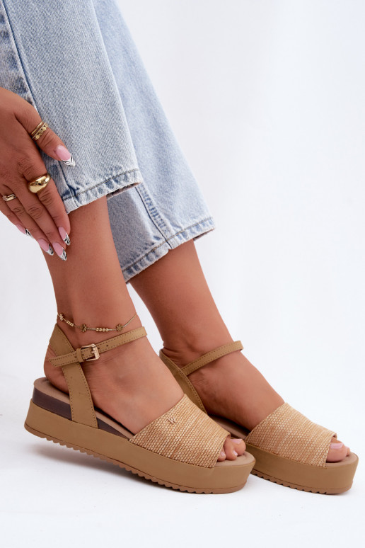 Sandales couleur sable pour femmes avec plateforme