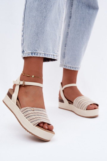 Sandales ivoire pour femmes avec plateforme