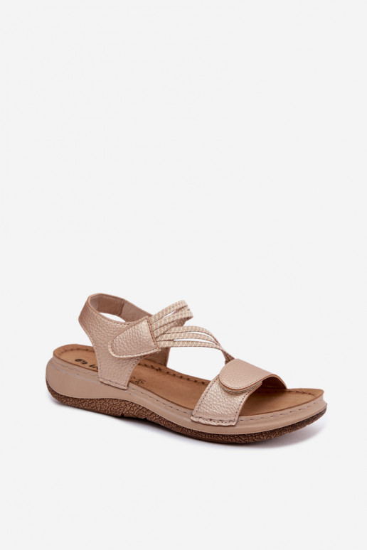 Sandales dorées pour femmes avec brides élastiques