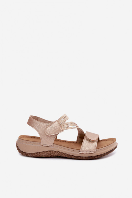 Sandales dorées pour femmes avec brides élastiques