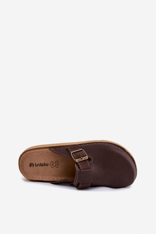 Chaussons avec boucles Inblu, couleur chocolat
