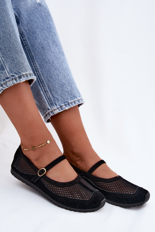 Ballerines en mesh avec brides noires Chicca