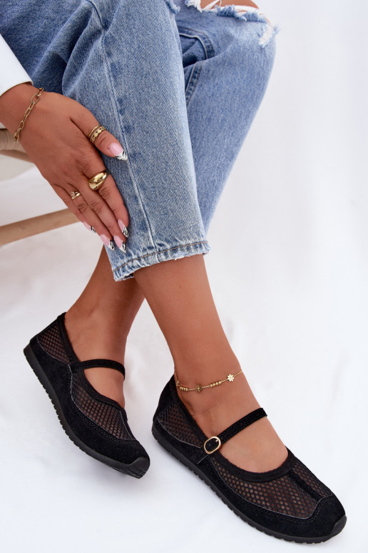 Ballerines en mesh avec brides noires Chicca