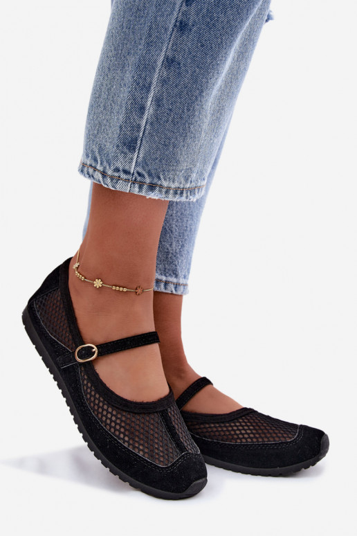Ballerines en mesh avec brides noires Chicca