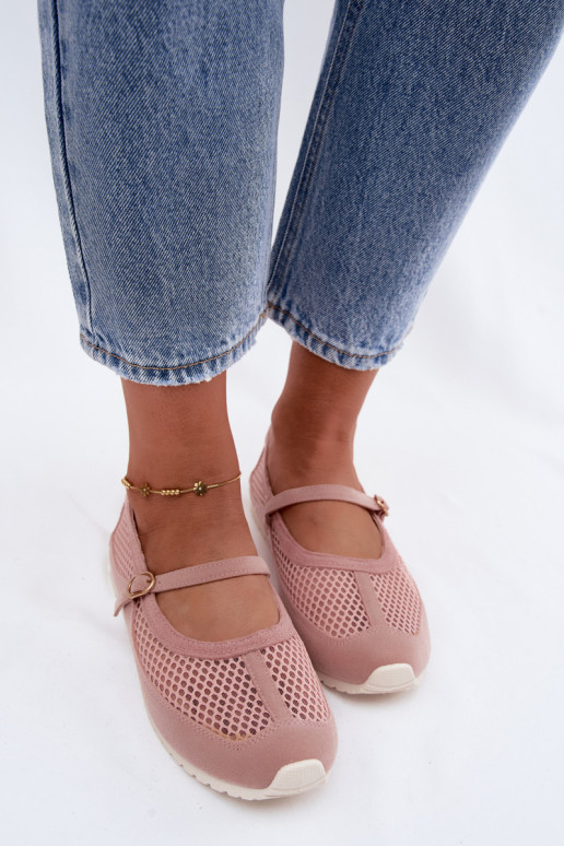 Ballerines en mesh avec brides roses Chicca