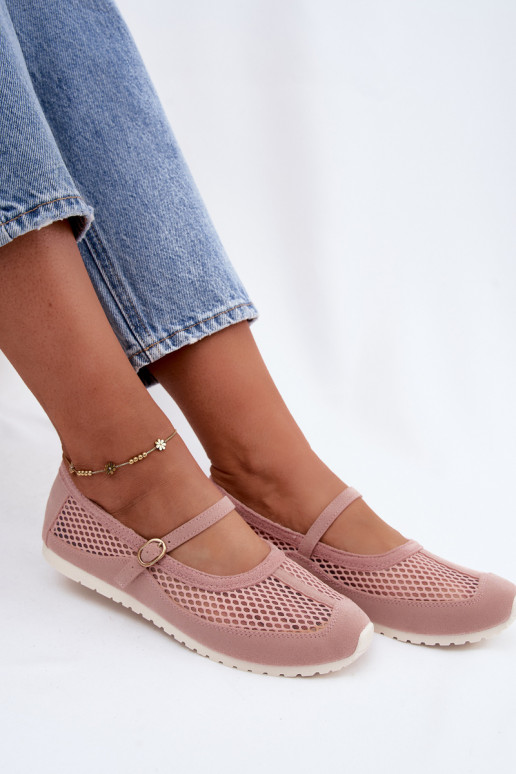 Ballerines en mesh avec brides roses Chicca