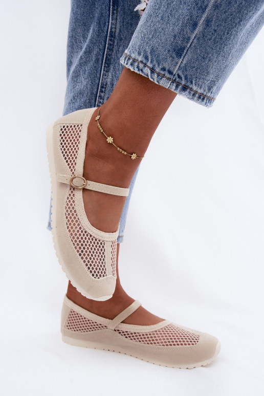 Ballerines en mesh avec brides couleur sable Chicca