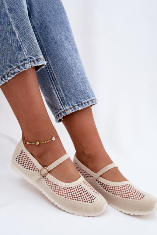 Ballerines en mesh avec brides couleur sable Chicca
