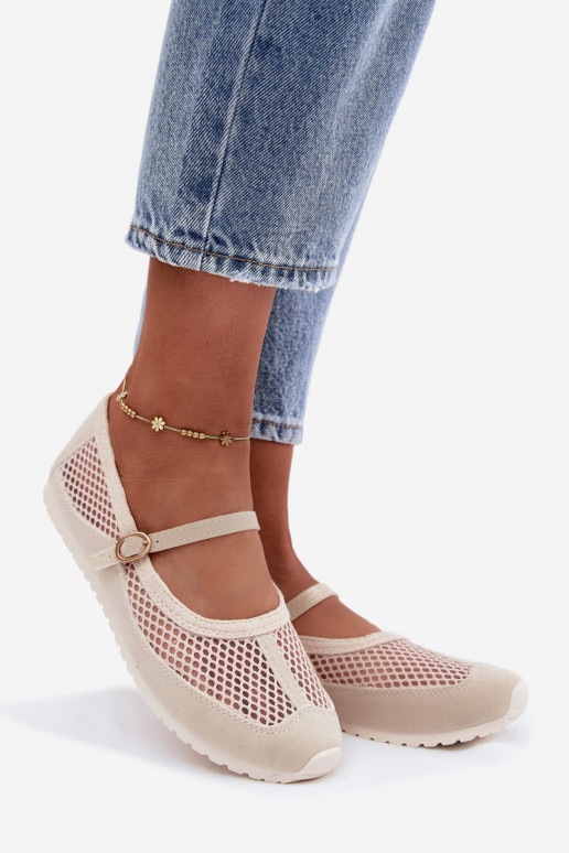 Ballerines en mesh avec brides couleur sable Chicca