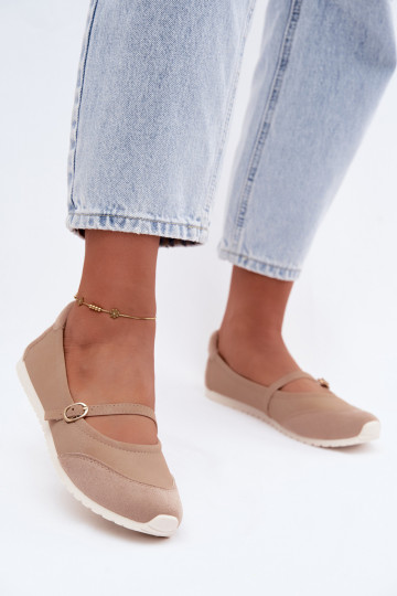 Ballerines de style sportif avec brides couleur sable Charmy
