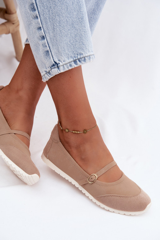 Ballerines de style sportif avec brides couleur sable Charmy