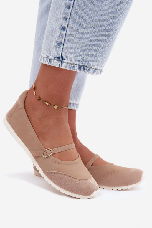 Ballerines de style sportif avec brides couleur sable Charmy