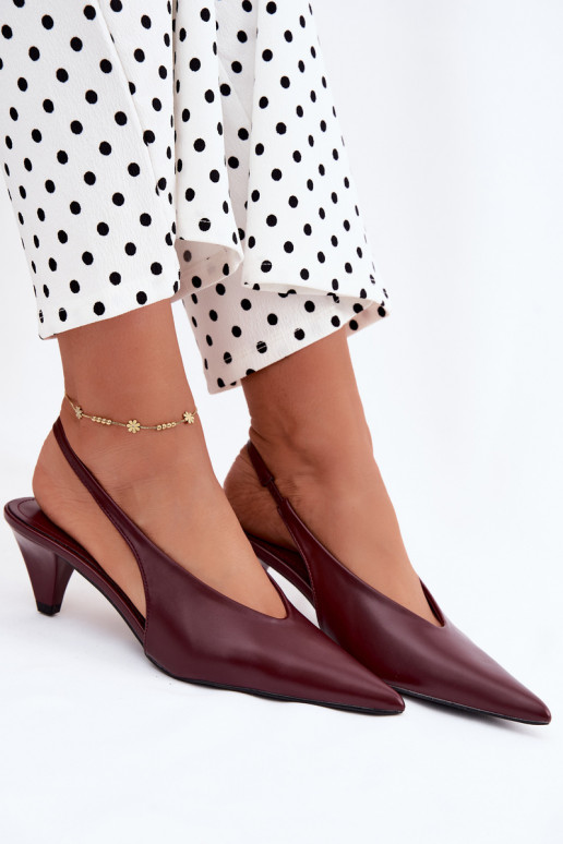 Sandales à talons en simili cuir bordeaux Sapphire
