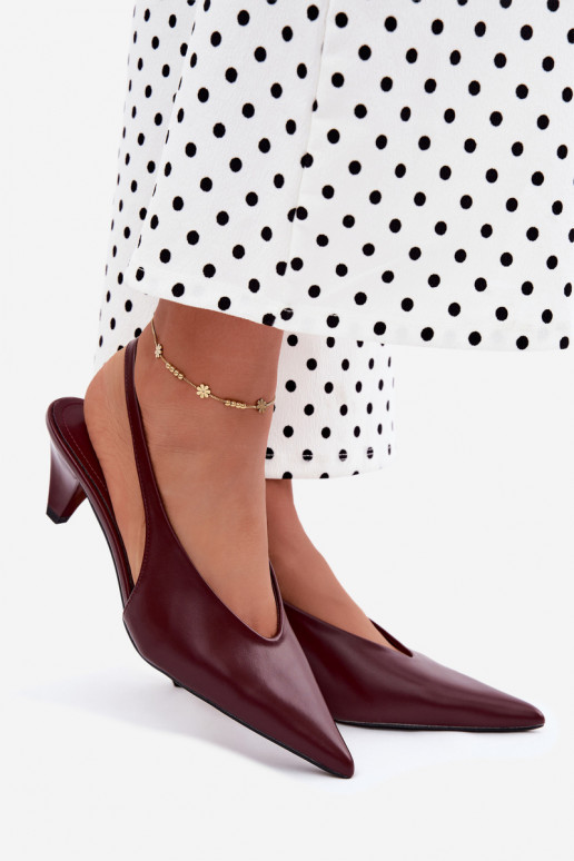 Sandales à talons en simili cuir bordeaux Sapphire