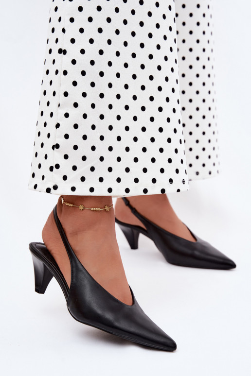 Sandales à talons en simili cuir noir Sapphire
