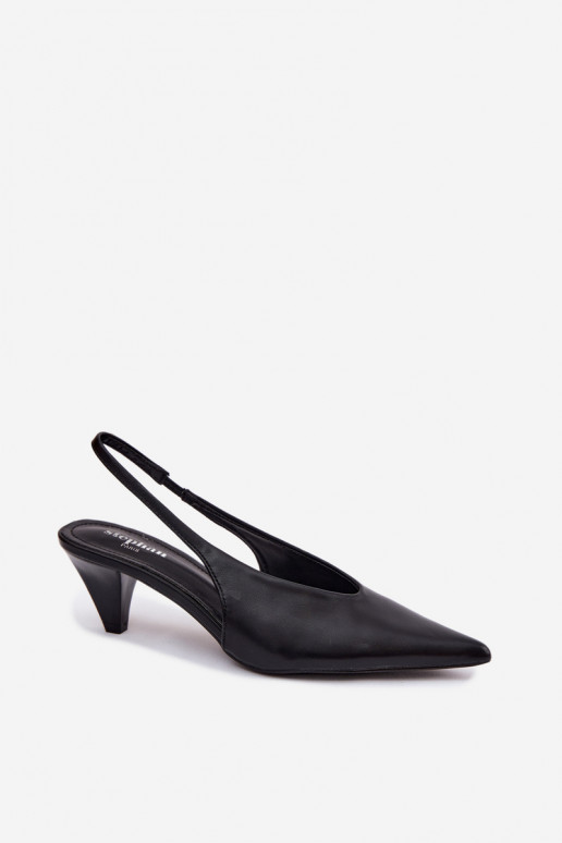 Sandales à talons en simili cuir noir Sapphire
