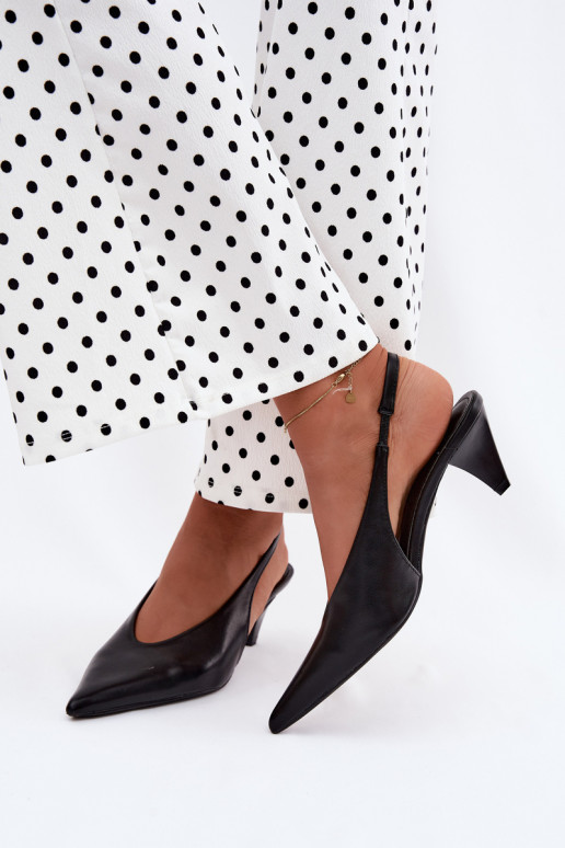 Sandales à talons en simili cuir noir Sapphire