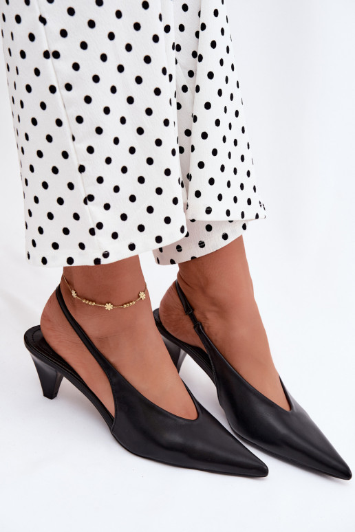 Sandales à talons en simili cuir noir Sapphire