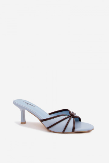 Chaussons pour femmes avec talons fins en simili cuir bleu Orchidia 2