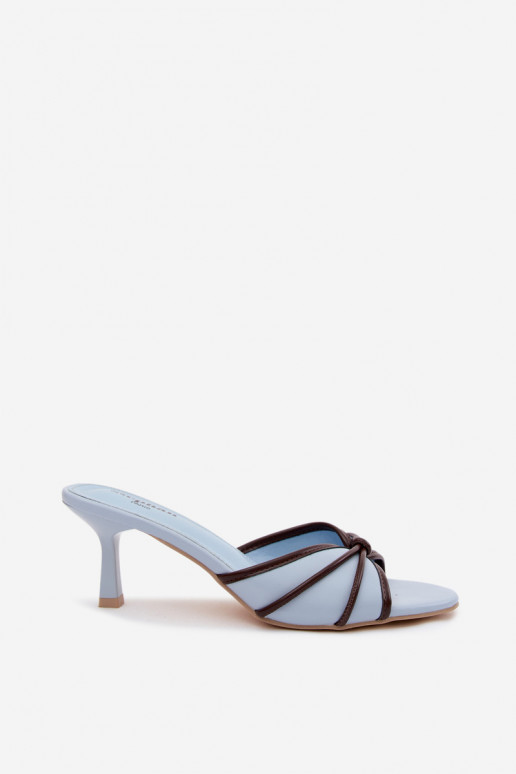 Chaussons pour femmes avec talons fins en simili cuir bleu Orchidia