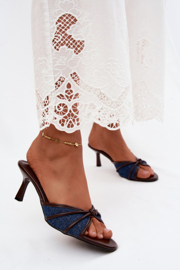 Chaussons pour femmes avec talons fins en tissu en denim Orchidia 2