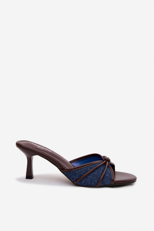 Chaussons pour femmes avec talons fins en tissu en denim Orchidia