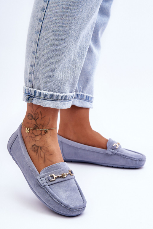 Mocassins classiques bleus en daim pour femmes Corinell