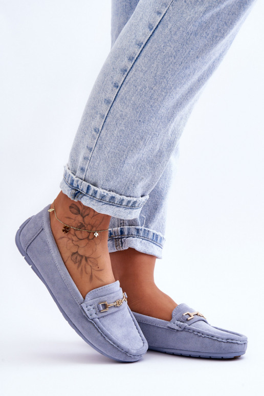 Mocassins classiques bleus en daim pour femmes Corinell