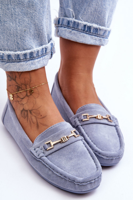 Mocassins classiques bleus en daim pour femmes Corinell