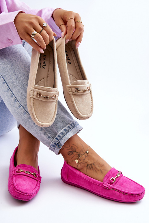 Mocassins classiques roses en daim pour femmes Corinell