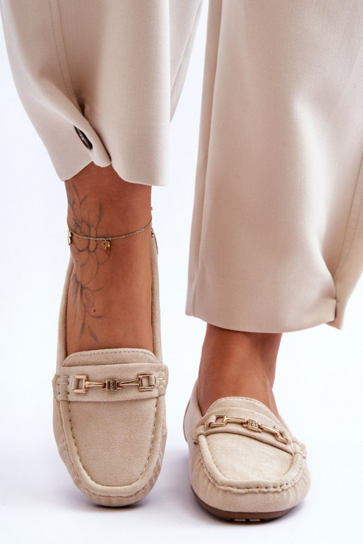 Mocassins classiques beiges en daim pour femmes Corinell
