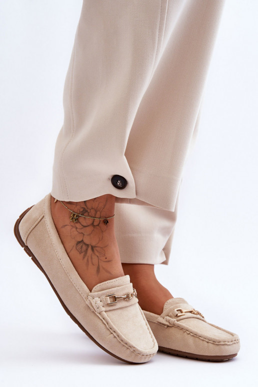 Mocassins classiques beiges en daim pour femmes Corinell