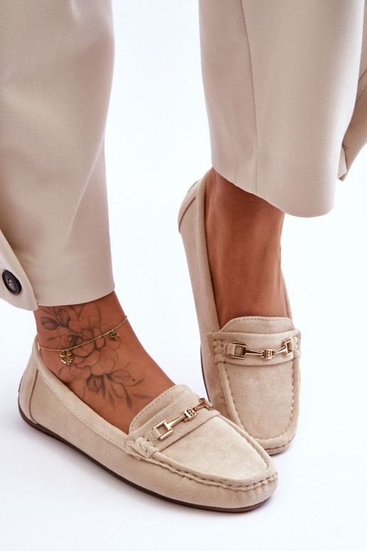 Mocassins classiques beiges en daim pour femmes Corinell