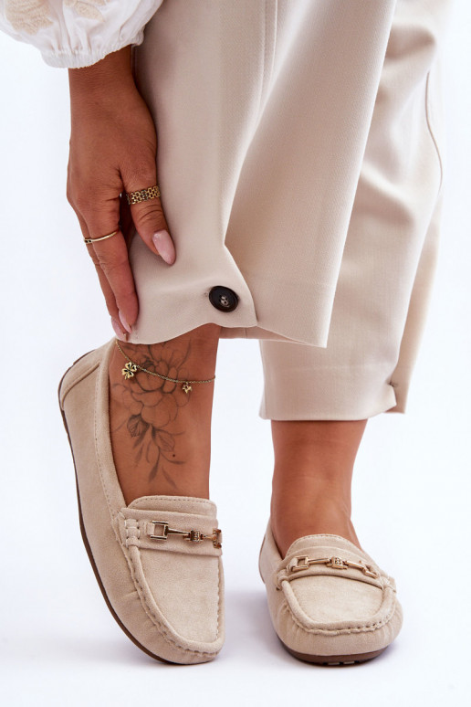Mocassins classiques beiges en daim pour femmes Corinell