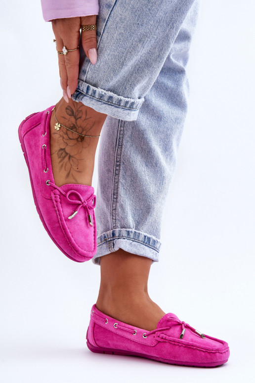 Mocassins élégants roses en daim Si Passione